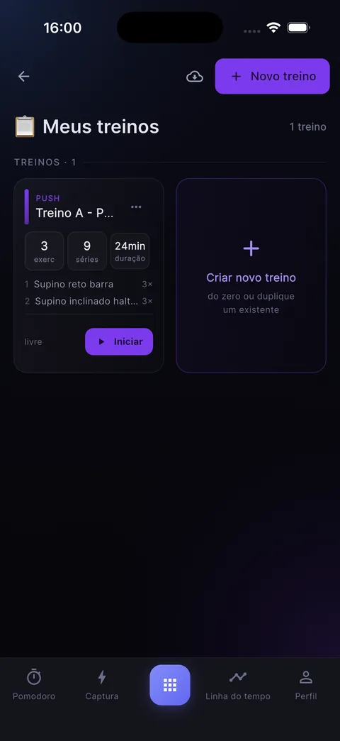 Lista de treinos montados